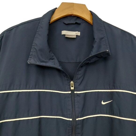 Nike Jacket Mens XXL Navy Swoosh Full Zip Mesh Lined Performance Athletic Gym - Picture 4 of 12